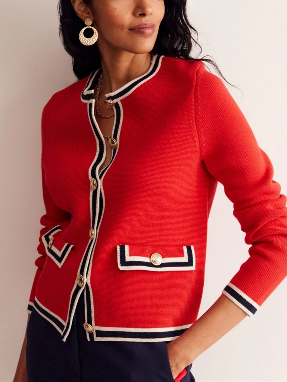 Boden Holly Knitted Striped Cropped Jacket Size 14 - Picture 7 of 7